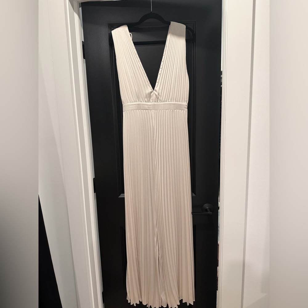 Abercrombie & Fitch Ivory Pleated Jumpsuit
